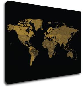 Impresi Obraz Mapa sveta čierno zlatá - 70 x 50 cm