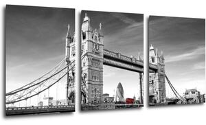 Impresi Obraz Tower Bridge čiernobielý - 150 x 70 cm (3 dielny)