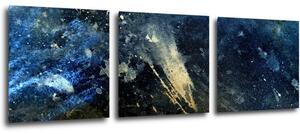 Impresi Obraz Abstrakt modrý so zlatým detailom - 90 x 30 cm (3 dielny)