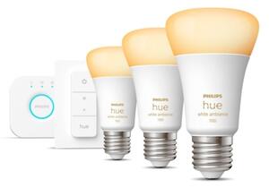 Základná sada Philips Hue WA 3xE27/11W 2200-6500K + Hue bridge a stmievač