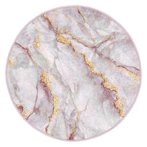 Svetloružový/v zlatej farbe prateľný okrúhly koberec ø 100 cm Marble – Mila Home