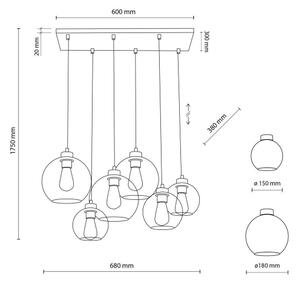 TK Lighting 2164 - Luster na lanku CUBUS 6xE27/60W/230V