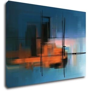 Impresi Obraz Abstrakt modrý s oranžovým detailom - 70 x 50 cm
