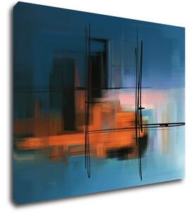 Impresi Obraz Abstrakt modrý s oranžovým detailom - 90 x 70 cm
