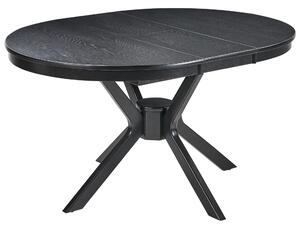 Rozkladací jedálenský stôl čierny dub MDF kaučukové drevo 110-130 x 110 cm okrúhly retro dizajn obývacia izba jedáleň