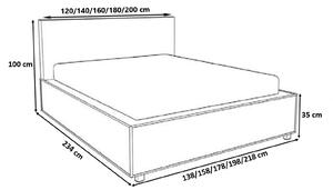 Čalúnená posteľ s chrómovými doplnkami 200x200 YVONNE - biela ekokoža