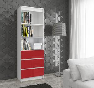 Ak furniture Knižnica Star 60 cm biely mat/červený lesk
