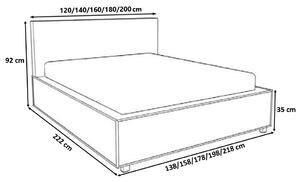 Čalúnená posteľ s prešívaným čelom 200x200 ALISHA - sivá