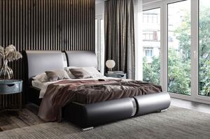 Čalúnená posteľ s chrómovými doplnkami 180x200 YVONNE - čierna ekokoža
