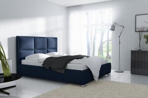 Dizajnová posteľ s vysokým čelom a úložným priestorom 140x200 VENEZIA - modrá