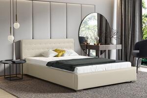 Moderná čalúnená posteľ s úložným priestorom 200x200 BERGEN - béžová ekokoža