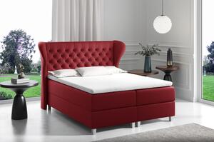 Boxspringová posteľ s prešívaným čelom 160x200 JUTTA - červená + topper ZDARMA