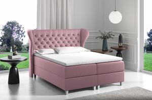 Boxspringová posteľ s prešívaným čelom 120x200 JUTTA - fialová + topper ZDARMA