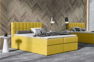 Jednolôžková čalúnená posteľ 120x200 KATE - žltá + topper ZDARMA