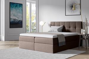 Čalúnená posteľ s úložným priestorom 200x200 RECIVIO - hnedá