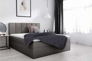 Čalúnená jednolôžková posteľ 120x200 SVEN - sivá ekokoža + topper ZDARMA