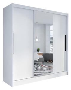 Šatníková skriňa 205 cm s posuvnými dverami a zrkadlom EMMA 1 - biela