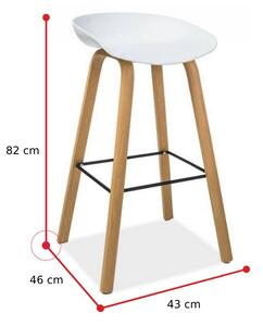 Barová stolička SNIT, 43x82x46, biela/dub