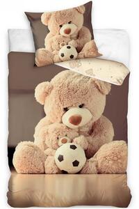 Bavlnené posteľné obliečky Plyšový medvedík s loptou - 100% bavlna Renforcé - 70 x 90 cm + 140 x 200 cm
