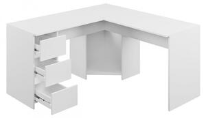 Rohový písací stôl KIERAN - biely