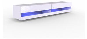 Televízny stolík s LED osvetlením ASHTON NEW 180 - lesklý biely