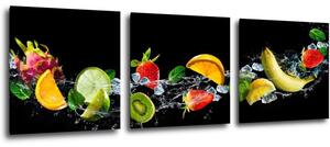 Impresi Obraz Ovocie vo vode - 90 x 30 cm (3 dielny)