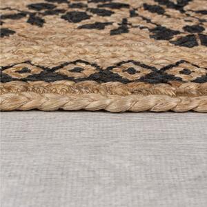 Flair Rugs koberce Kusový koberec Printed Jute Maisie Natural/Black - 60x230 cm