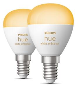SADA 2x LED Stmievateľná žiarovka Philips Hue WHITE AMBIANCE P45 E14/5,1W/230V