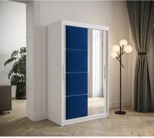 Šatníková skriňa s posuvnými dverami 120 cm TALIA - biela / modrá