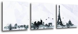 Impresi Obraz Paríž panorama - 90 x 30 cm (3 dielny)