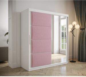 Šatníková skriňa s posuvnými dverami 180 cm TALIA - biela / ružová