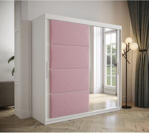 Šatníková skriňa s posuvnými dverami 200 cm TALIA - biela / ružová