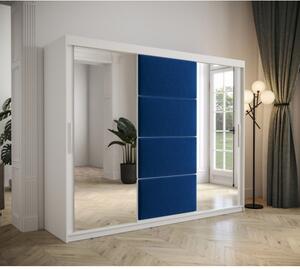 Šatníková skriňa s posuvnými dverami 250 cm TALIA - biela / modrá