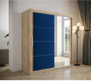 Šatníková skriňa s posuvnými dverami 180 cm TALIA - dub sonoma / modrá