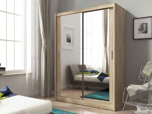 Zrkadlová skriňa s posuvnými dverami 150 cm MARVAN - dub sonoma