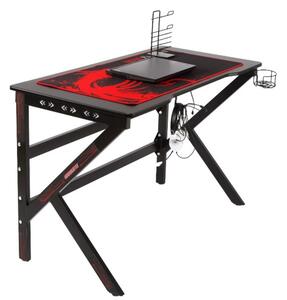 Herný počítačový stôl s led osvetlením 120 cm - G388 Červená