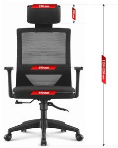 Otočná kancelárska stolička HC-1021 Black Mesh Červená