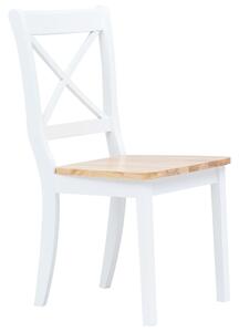 Jedálenské stoličky 4 ks, biele a prírodné, kaučukový masív
