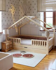 Masívna domčeková posteľ Housebed 90 x 190 cm s prístelkou - prírodná