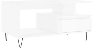 Konferenčný stolík lesklý biely 90x49x45 cm spracované drevo