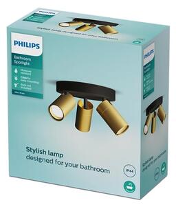 Philips - Kúpeľňové bodové svietidlo IDRIS 3xGU10/5W/230V IP44 čierna/zlatá