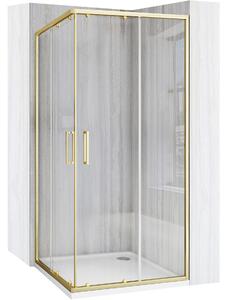 Rea City, sprchovací kút s posuvnými dverami 80(dvere) x 80(dvere) x 190 cm, zlatý matný profil + biela sprchová vanička Savoy, KPL-K6444