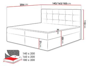 Kontinentálna manželská posteľ 140x200 CAROLA - čierna eko koža + topper ZDARMA