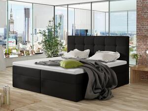 Boxspringová manželská posteľ 180x200 CLARA - čierna eko koža + topper ZDARMA