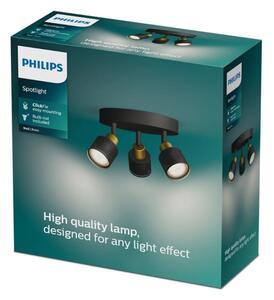 Philips - Bodové svietidlo NIALL 3xGU10/5W/230V čierna/mosadz