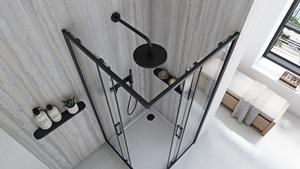 Rea City, sprchovací kút s posuvnými dverami 80x80cm, 5/4mm číre sklo, čierny matný profil, REA-K6448