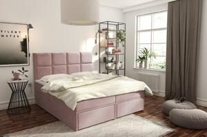 Čalúnená posteľ s úložným priestorom a zásuvkami 160x200 GARIK - staroružová