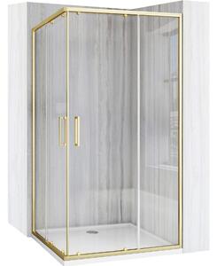 Rea City, sprchovací kút s posuvnými dverami 100(dvere) x 80(dvere) x 190 cm, zlatý matný profil + biela sprchová vanička Savoy, KPL-K74501