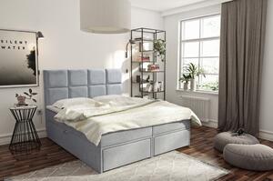 Čalúnená posteľ s úložným priestorom a zásuvkami 200x200 GARIK - modrá
