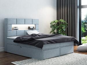 Čalúnená posteľ s úložným priestorom a zásuvkami 180x200 CHARLIE - modrá